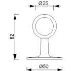 Brass handrail Ø25 hole intermediate support