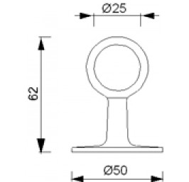 Brass handrail terminal support, Ø25 hole